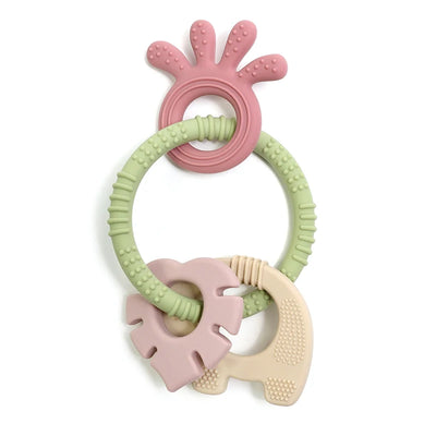 4 in one Baby Silicone Teether Ring BPA Free Rattles Bracelet Food Grade elephant Cute Octopus ShapedTeething Ring Toys