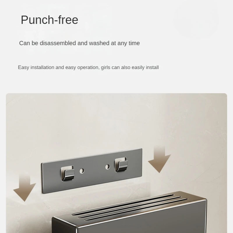 Kitchen knife holder, knife rack, non-perforation, wall-mounted storage box, kitchen organizer  kitchen items
