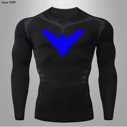 Compression Nightwing Print Tops For Men T Shirt Rashguard Jiu Jitsu Gym Fitness Running Train   ing Shirts Jersey Short Sleeved