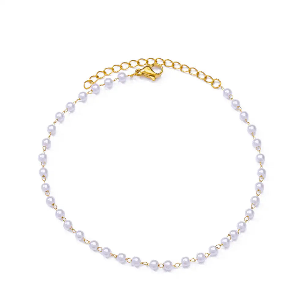 Zircon Cross Anklets For Women Gold Color Stainless Steel Cross Anklet Double Chain Summer Beach Party Jewelry Gift Accessories