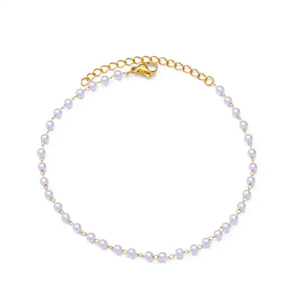 Zircon Cross Anklets For Women Gold Color Stainless Steel Cross Anklet Double Chain Summer Beach Party Jewelry Gift Accessories