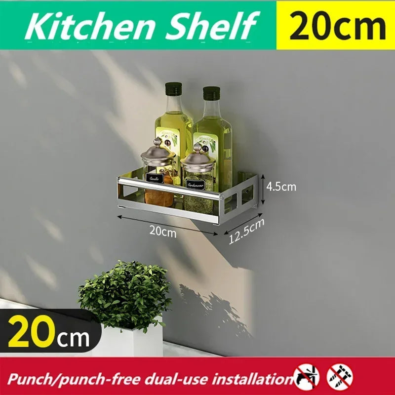 Spice Rack Wall Mount Kitchen Spice Organizer Storage Shelf Punch-Free Shelves Holder for Kitchen Wall Bathroom Household Items