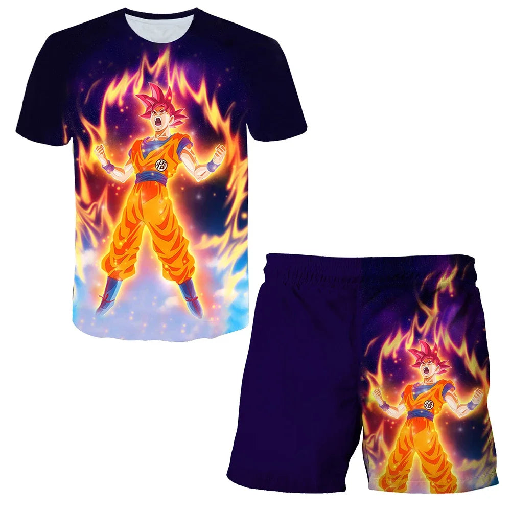 Fashion Dragon Ball Z Tshirt Set Kids Vegeta Boys Clothes Girls Mens Women T-shirt Suit Trucksuit Clothes 3d Goku Short Sleeve