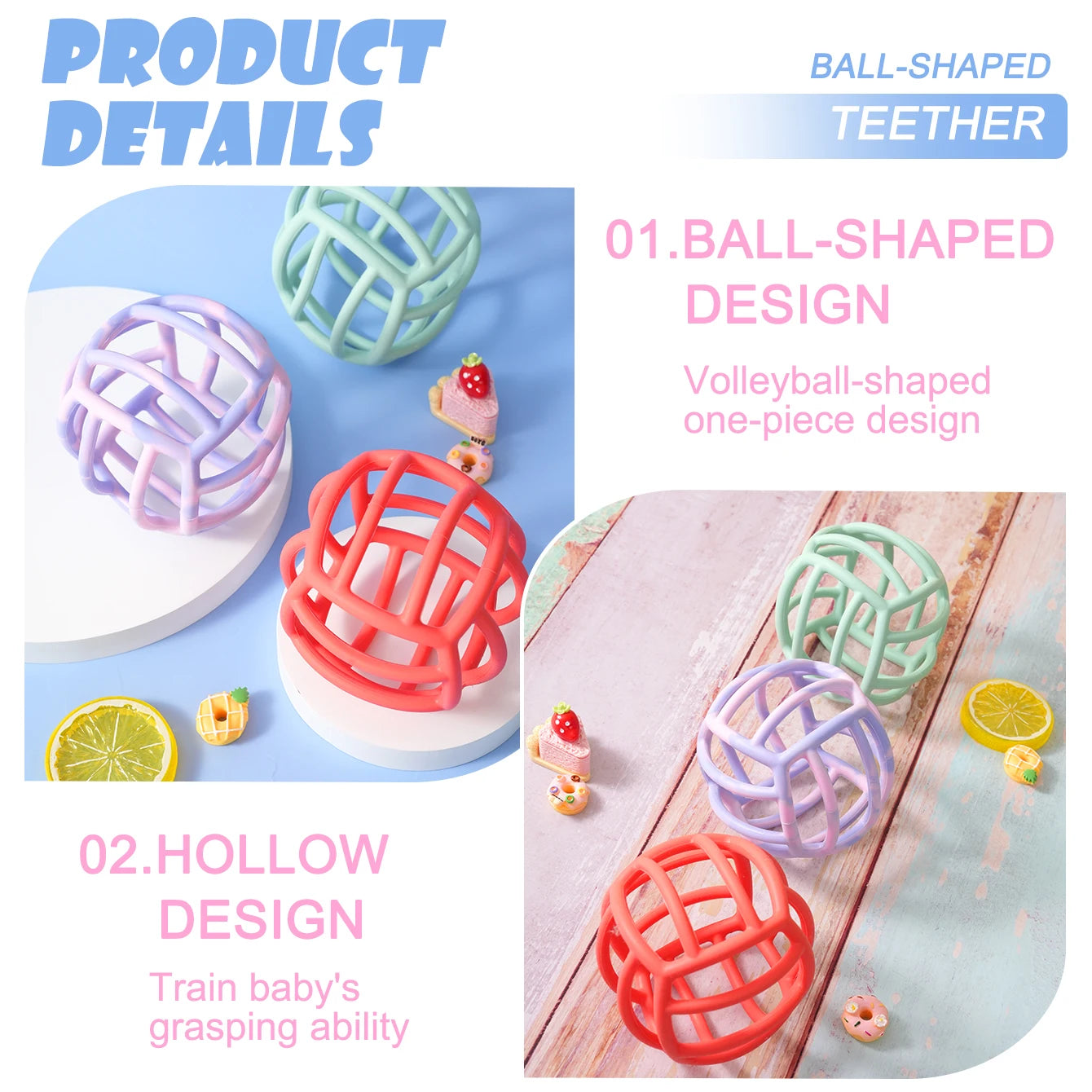 1PCS Silicone Baby Teether Ball Cute Toys For Infants Shower Gift For Kids Chewing Training Teething Toys Baby Toys