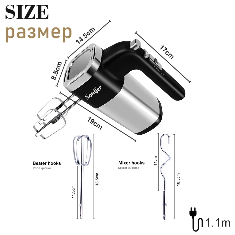 Food Mixer 500W Electric Whisk Kitchen Hand Blender Cuisine Appliances For Cream Sweets Bakery Cake Egg Beater Mixer Sonifer