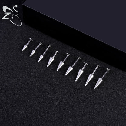 ZS 3pcs/lot 16g Cone Spike Labret Stud Surgical Steel Cartilage Earrings Black Color Barbell Piercing Tragus Helix Rook Jewerly