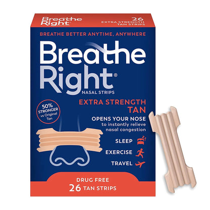 26/52/78 Pcs Breathe Right Nasal Strips,Stop Snoring,Tan Nasal Strips,Drug-Free Snoring Solution & Instant Nasal Congestion
