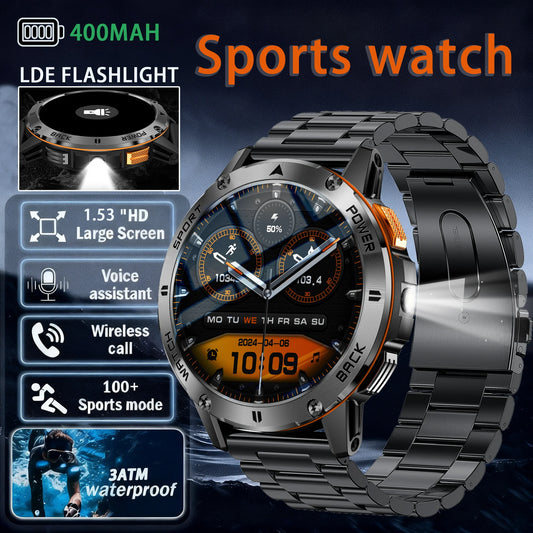 2025  Smart Watch Wireless Calling Weather Forecast Magnetic Charging Waterproof LED Flashlight Men smartwatch For Android IOS