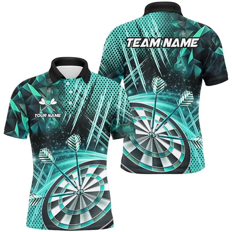 Cool 3D Personalized Orange Darts Board Flame Men Dart Polo Shirt Custom Team League Dart Jerseys Uniform Gift For Darts Lovers