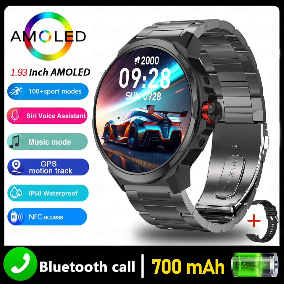 [New 2026] SK50 NFC 1.93 inch Smart Watch Ultra HD AMOLED Display Voice Calling 100+ Sports Modes 24H Health Monitor Smartwatch