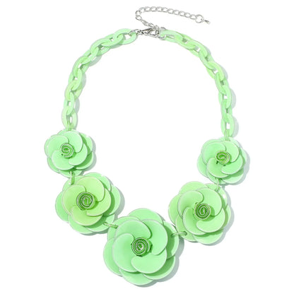 Blucome 2022 New Acrylic Flower Shape Necklace Female Exaggerated Clavicle Sweater Necklace Unique Women Girls Pendant  Jewelry