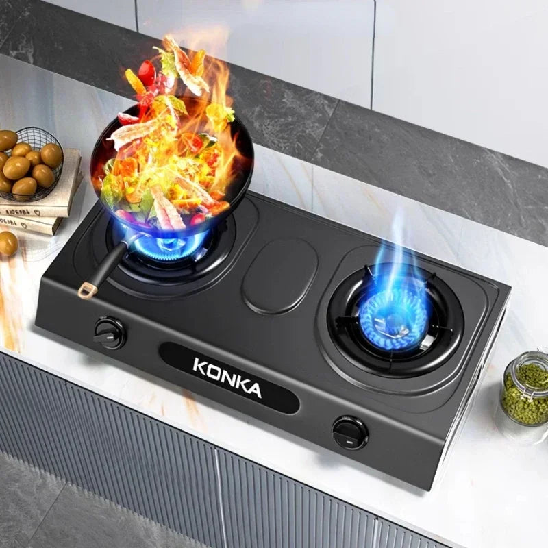 Gas Stove Desktop Double Burner Household Natural Gas Liquefied Stove Raging Fire Estufas De Gas Para Casa Cooktop