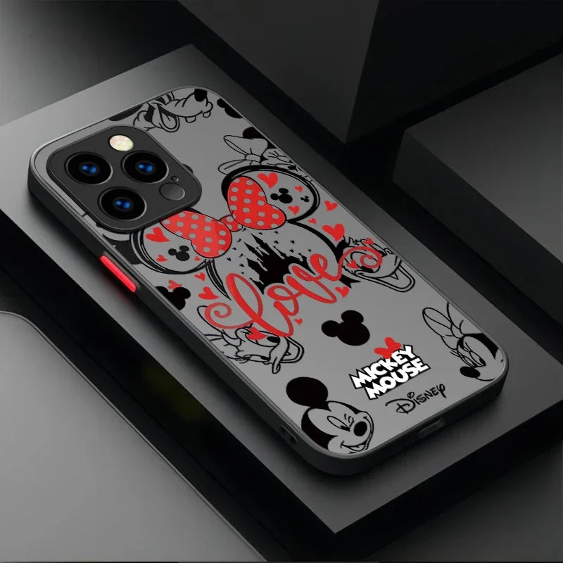 Disney Mickey and Minnie Logo Hard Phone Case For iPhone 17 Air 15 16E 16 14 13 12 11 Pro Max XR 7 8 Plus SE 2020 Bumper Cover