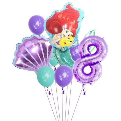The Little Mermaid Birthday Party Decoration Princess Ariel Paper Napkin Plate Cup Tablecloth Balloons Kids Baby Shower Supplies