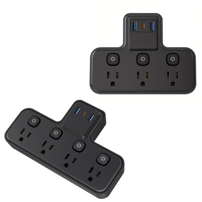 Independent switch socket extender with 3 USB ports and 20W PD fast charging, suitable for home, office, and school
