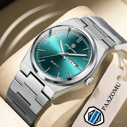 PAAZOMU Luxury Quartz Man Wristwatch Sport Men Watches Waterproof Luminous Date Week Stainless Steel Men's Watch Male Reloj
