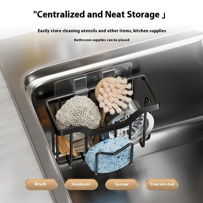 ZEXEF Sponge Holder Kitchen Sink Organizer Rustproof Stainless Steel Multifunctional Holder for Sponge Brush Sink Stopper
