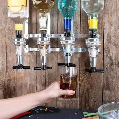 Alcohol Liquor Dispenser 1-6 Bottle Wall Rotating, Mounted Cocktail Shaker Stand Whisky Wine Beer Alcohol Bar Beverage Dispenser