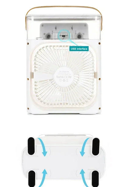 Home - Friendly Portable Fan Air Conditioner: 3 - in - 1 Design with Humidifier USB Electric LED Night Light