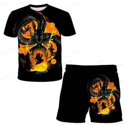 Fashion Dragon Ball Z Tshirt Set Kids Vegeta Boys Clothes Girls Mens Women T-shirt Suit Trucksuit Clothes 3d Goku Short Sleeve