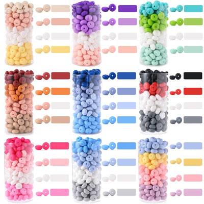 40Pcs 14mm Silicone Teether Chew Beads Colorful Flat Round Silicone Beads For DIY Food Grade Baby Pacifier Chain Jewelry Making