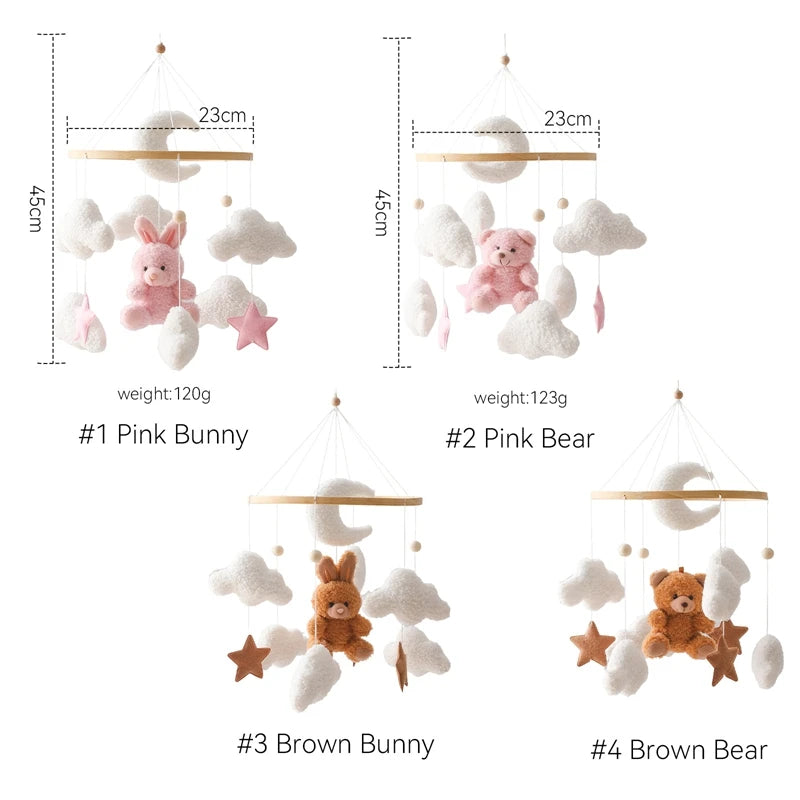 Baby Crib Mobile Bed Bell Toys Musical Rattle Educational Toys Bed Bell Newborn Mobile Bed Bell Bracket Baby Hanging Toys Holder