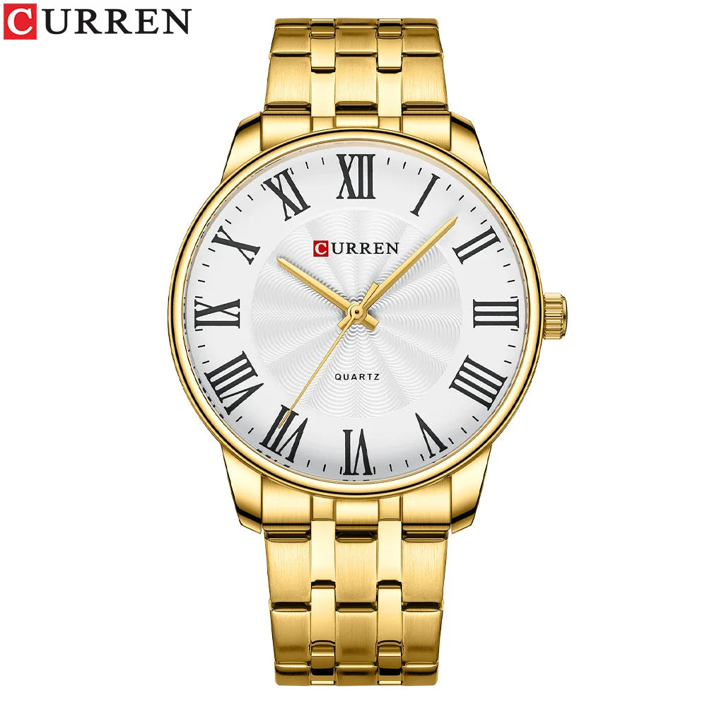 Curren 8422 Men's Minimalist Roman Numeral Quartz Watch, Water-resistant Round Business Wristwatch