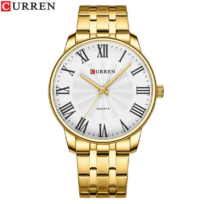 Curren 8422 Men's Minimalist Roman Numeral Quartz Watch, Water-resistant Round Business Wristwatch