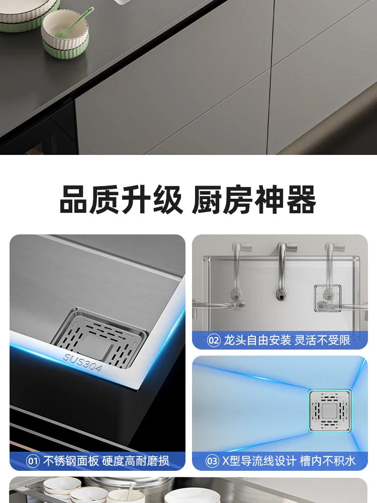 Kitchen 304 Stainless Steel Sink Vegetable Basin Large Sink Household Kitchen Vegetable Basin Countertop Dishwasher