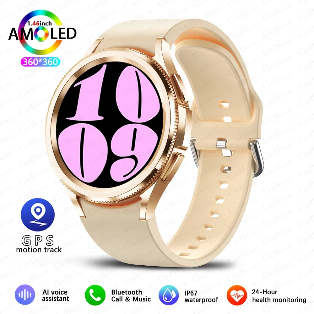 2025 New Smart Watch 6 Classic Smart Watch Fashion Men Sports Fitness Waterproof Heart Rate AMOLED HD Bluetooth Call Smartwatch