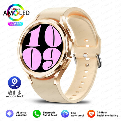 2025 New Smart Watch 6 Classic Smart Watch Fashion Men Sports Fitness Waterproof Heart Rate AMOLED HD Bluetooth Call Smartwatch