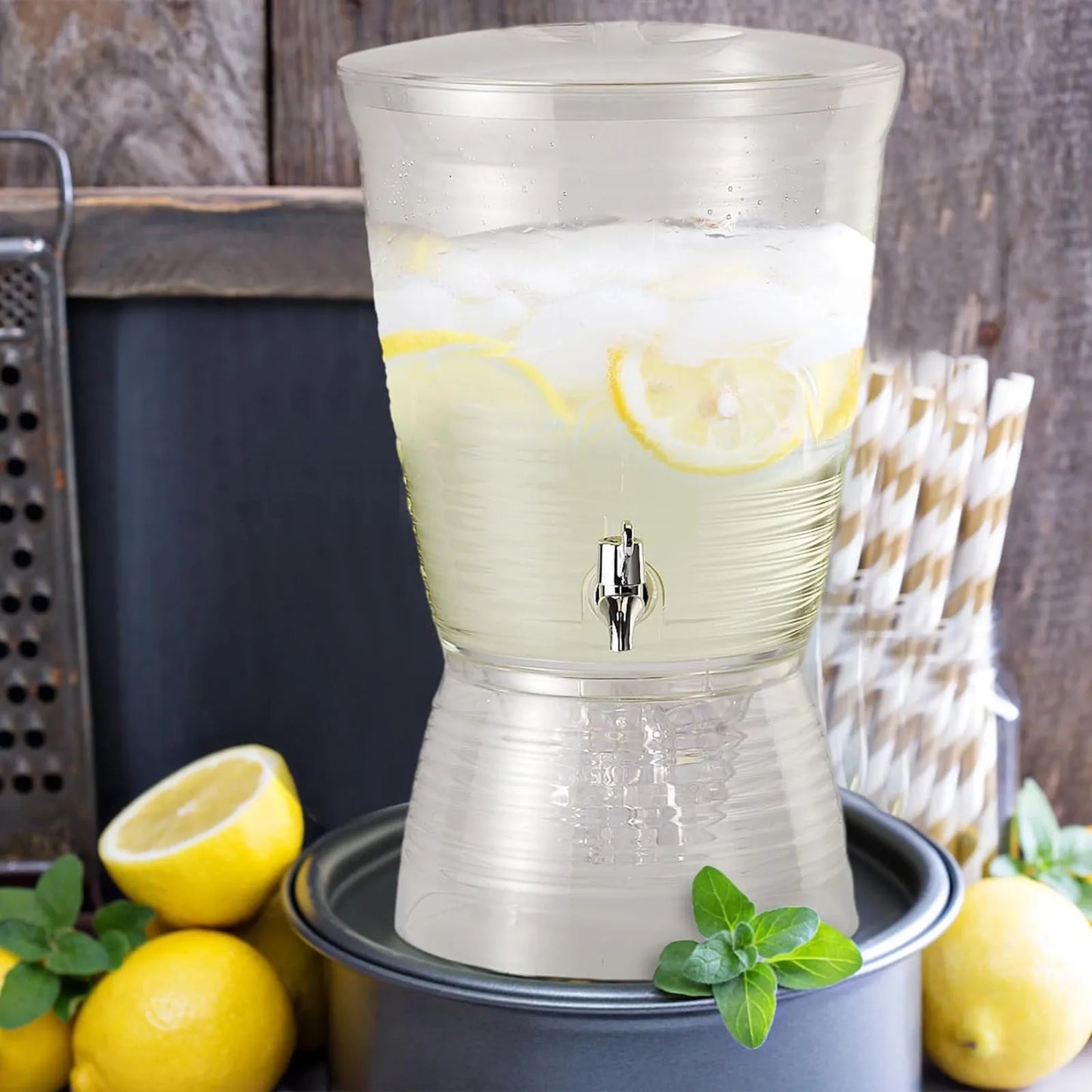 10L Iced Juice Container Large Capacity Lemon Beverage Cold Water Kettle Summer Beer Dispenser for Home Kitchen Bar Party KTV