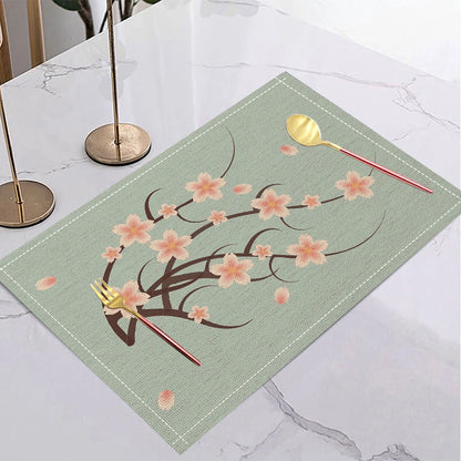 Japanese Ukiyo-e Style Linen Placemat Non Slip Table Mats Rectangular Non Slip Dining Table for Kitchen Home Decor Essentials