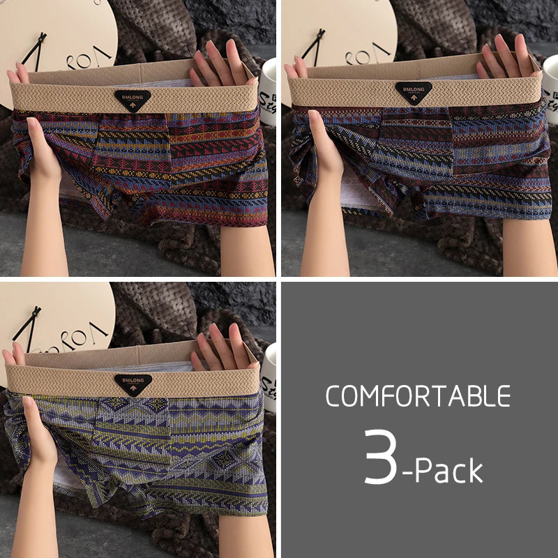 3-pack men's underwear men's boxers youth sports shorts breathable cotton fashionable boxers personality men's underpants boxers