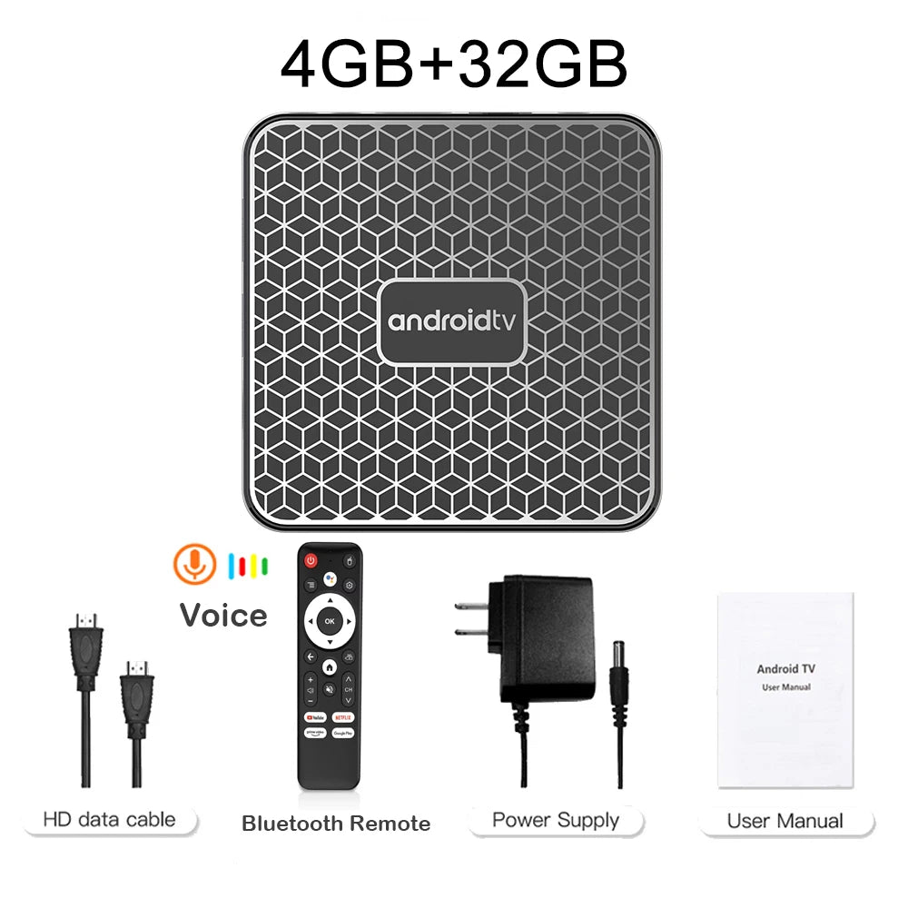 Android14.0 Smart TV Box 4K Streaming RK3518 Dual WiFi 2.4G/5.8G Hulu Google Play TikTok Fast Quad Core Voice Remote Media Playe