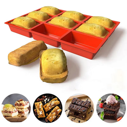 Big 9-Cavity Silicone Mini Loaf Pan for Baking Cake, Bread, Meatloaf, Cornbread, Brownie, Muffin, Soap, Non-Stick Easy Clean