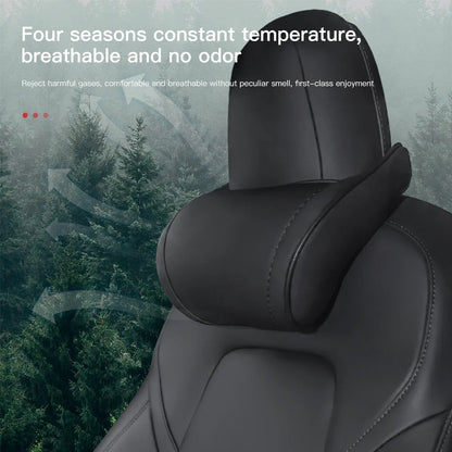 KJOY Seat Headrest Travel Rest Neck Pillow PU Leather Neck Pillow Memory Foam Pillows Car Accessories  used for Tesla Model3/Y/X