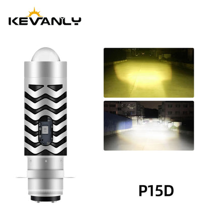 1Pcs H4 LED Dual Color Motorcycle Headlight Bulbs BA20D S2 P15D H6 6000K Hi/Lo Beam 12V Moto Fog Lamp Scooter ATV Accessories