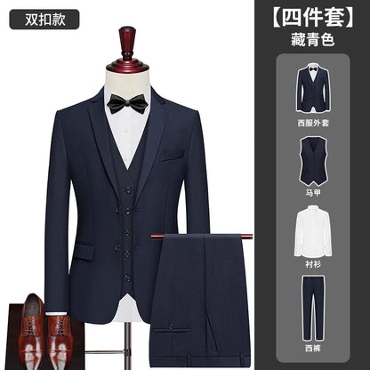 Men's Big Size Suit Set Professional Business Wedding Groom Office Team Uniform Summer Formal Suit
