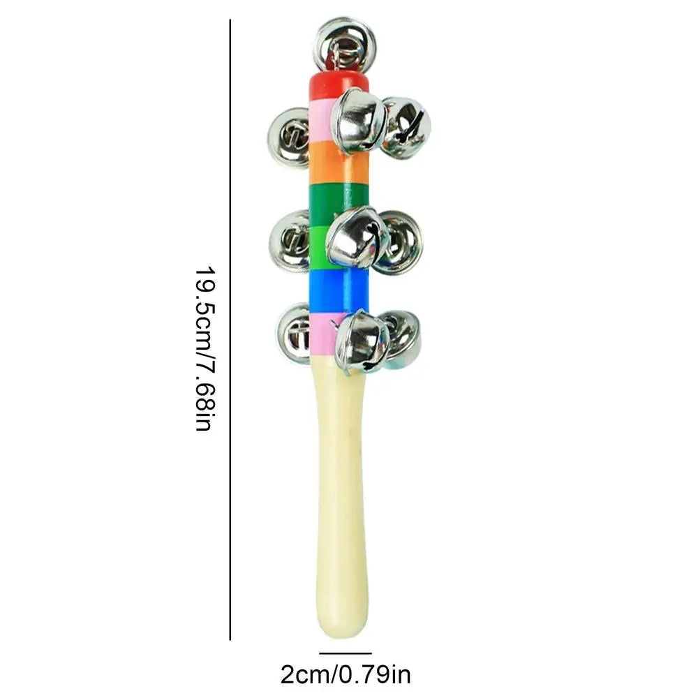 Rainbow Wooden Bell Rod Instruments Toys Early Education Stick Shaker Musical Toy for Children Kids Gifts Percussion Instruments