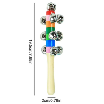 Rainbow Wooden Bell Rod Instruments Toys Early Education Stick Shaker Musical Toy for Children Kids Gifts Percussion Instruments