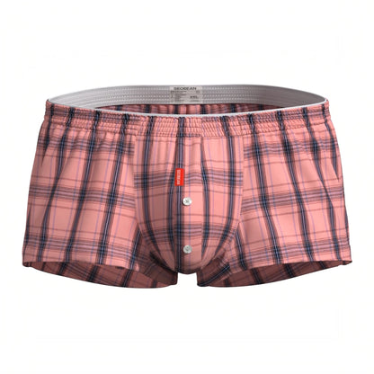 SEOBEAN 100% Cotton new product Men's Plaid Boxer Shorts  Underwear Boxers Home Lounge Shorts Male Underpants Men Sleep Bottoms