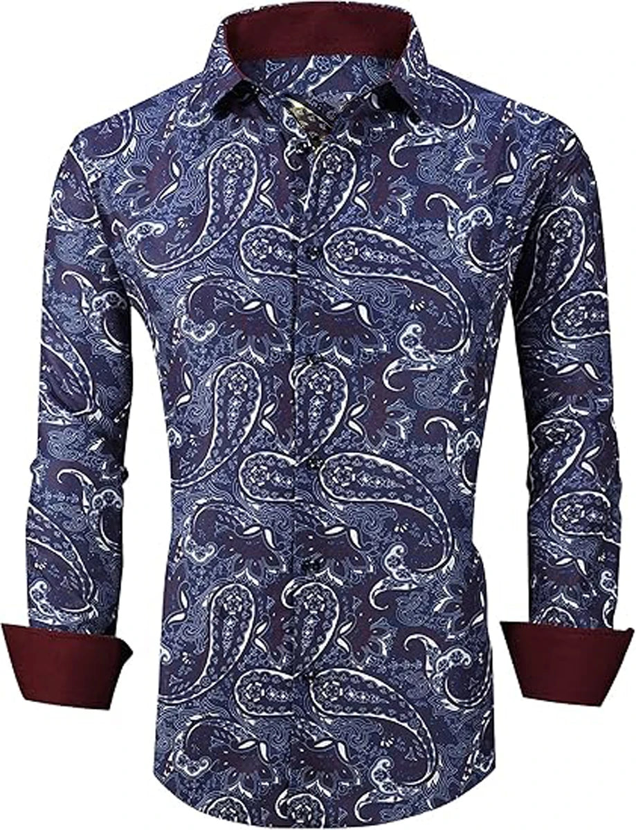 3D printed cartoon prints, high-quality and comfortable men's boutique fashion long-sleeved shirt, trendy printed men's shirt