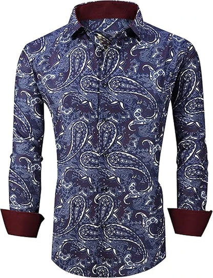 3D printed cartoon prints, high-quality and comfortable men's boutique fashion long-sleeved shirt, trendy printed men's shirt