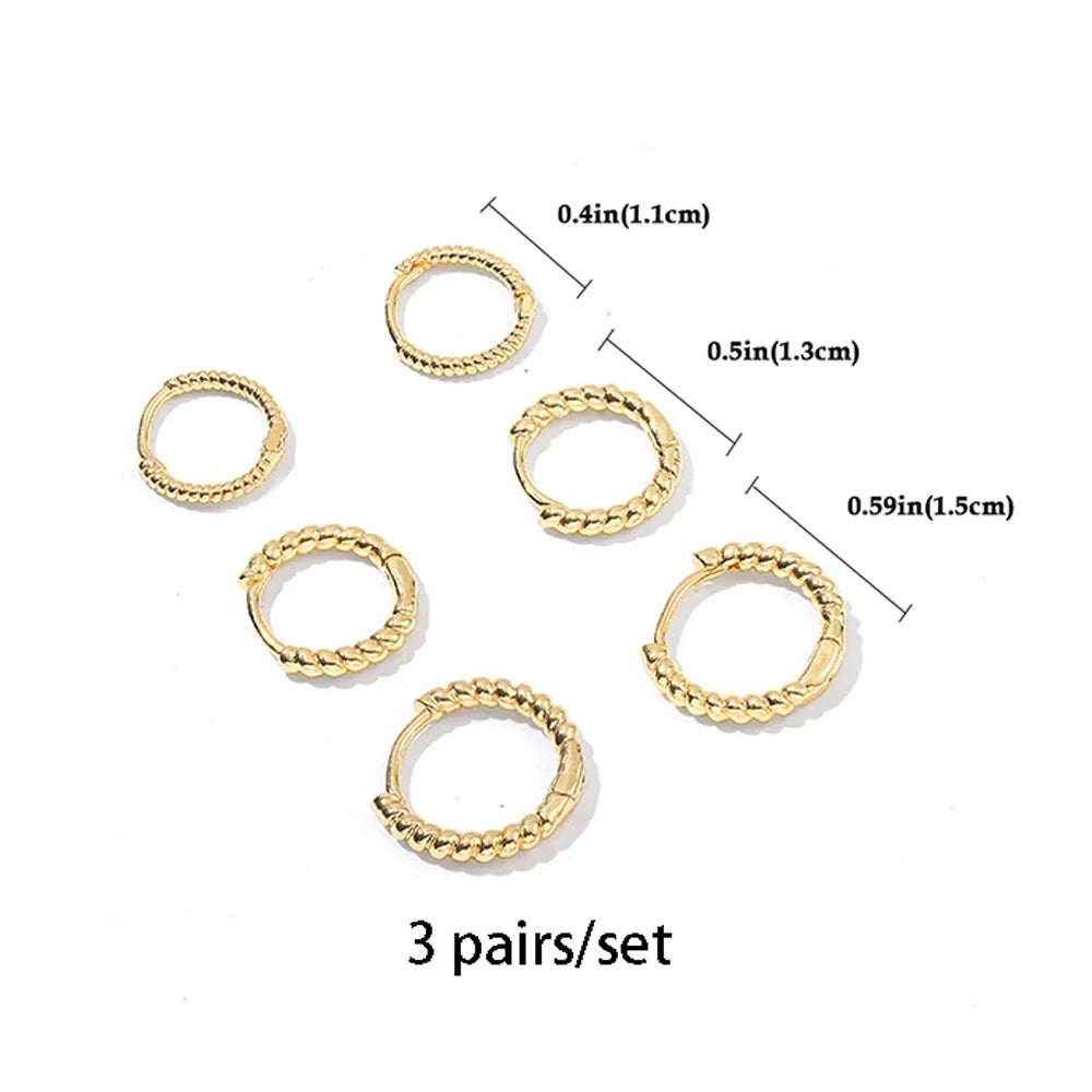 3pair/set Simple Twist Circle Round Hoop Earrings for Women Waterproof Stainless Steel Huggie Ear Buckle Statement Jewelry 2025