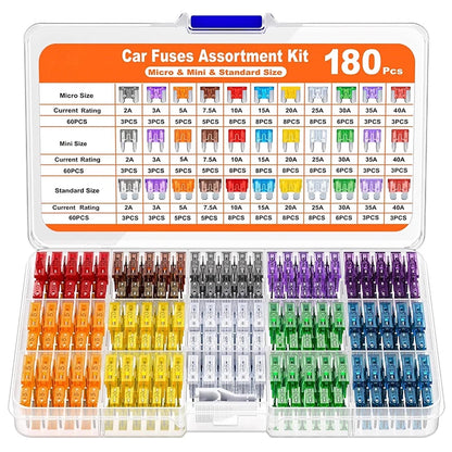 300/180pcs Car Blade Fuse Assortment Kit Auto Truck Automotive Medium Small Fuse Mixed Motorcycle Circuit Fuse With Box
