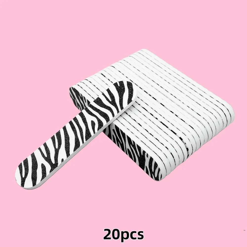 20pcs 9cm Cartoon Printed Emery Board Nail Files Beauty Assorted Cute Patterns Double Sided Manicure Pedicure Tools Nail Care