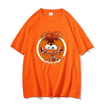 Inside Out 2 T-Shirt New Cute Cartoon Girl Boy Tops Summer WOMEN MEN Clothing Adult Anime Figure Colore Tee Family Clothes Gift
