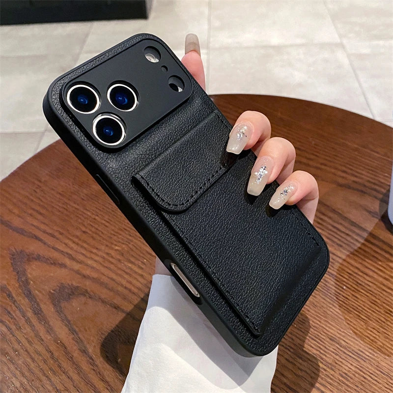 Card Slot Pocket Holder Wallet Case for iPhone 17 Air 16 E 15 14 12 13 Mini 11 Pro Max X XS XR 7 8 Plus Shockproof Leather Cover