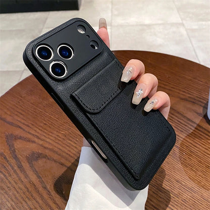 Card Slot Pocket Holder Wallet Case for iPhone 17 Air 16 E 15 14 12 13 Mini 11 Pro Max X XS XR 7 8 Plus Shockproof Leather Cover